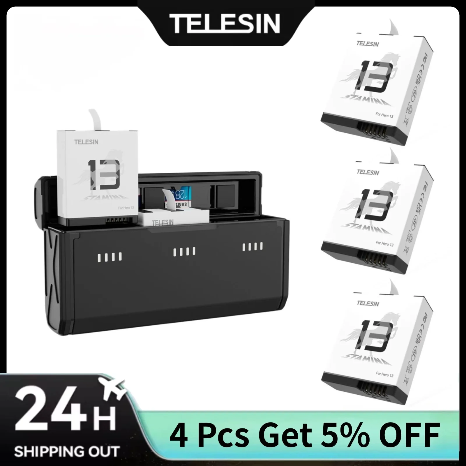 Gopro Action Camera Hero 11 Black - TELESIN Scatola di ricarica rapida portatile